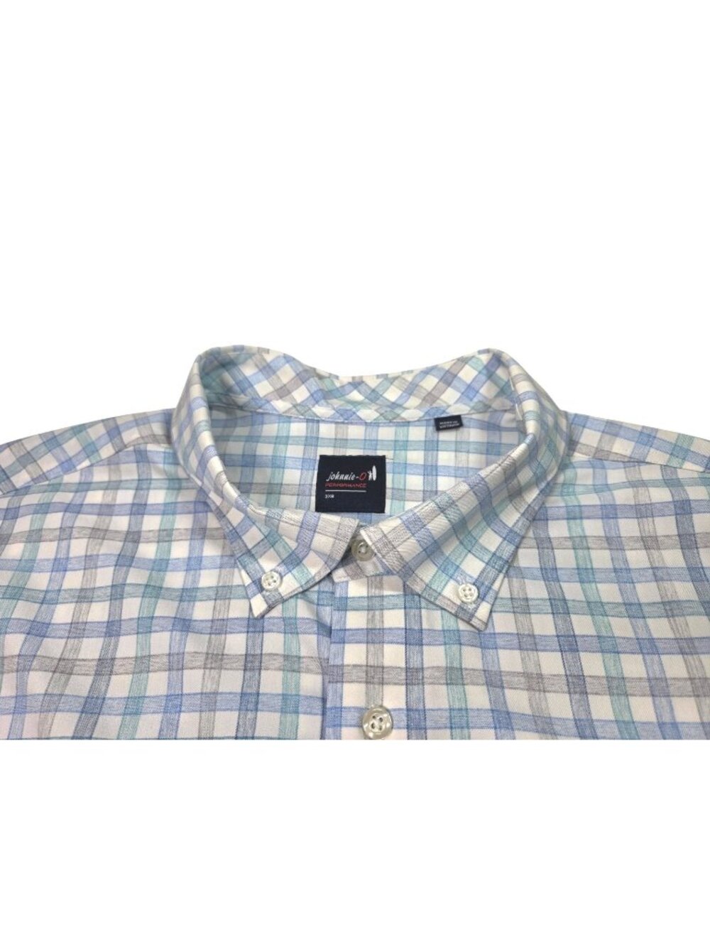johnnie-O White, Blue and Mint Plaid Button-Down Shirt